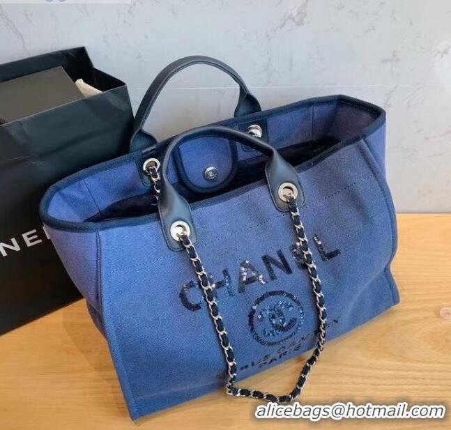 Famous Brand Chanel Deauville Large Shopping Bag A66941 Denim Blue 2021 08