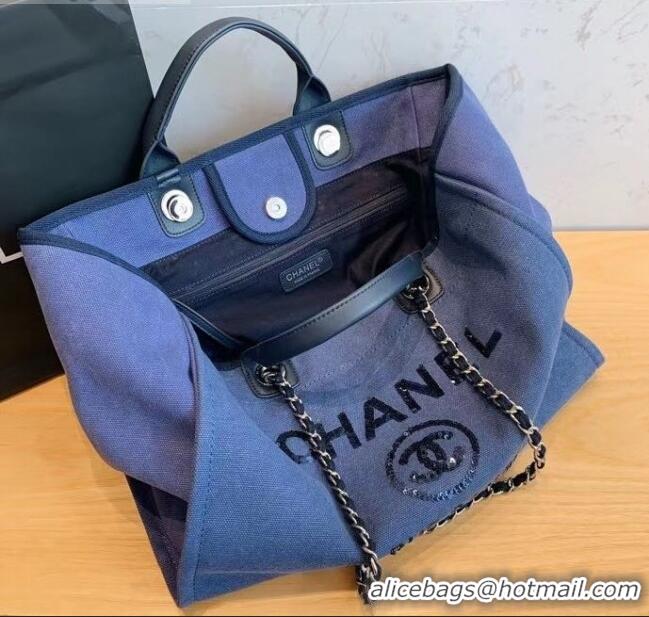 Famous Brand Chanel Deauville Large Shopping Bag A66941 Denim Blue 2021 08