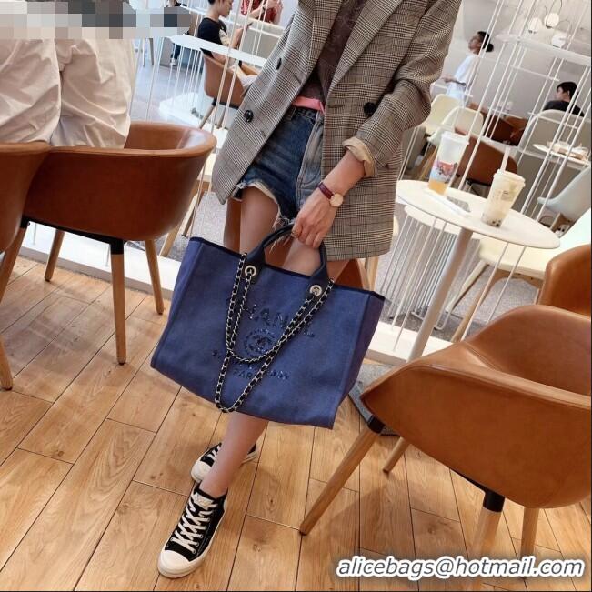 Famous Brand Chanel Deauville Large Shopping Bag A66941 Denim Blue 2021 08