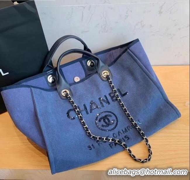 Famous Brand Chanel Deauville Large Shopping Bag A66941 Denim Blue 2021 08