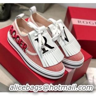 Best Price Roger Vivier Canvas Sneakers with Detachable Tassel Pink 111449