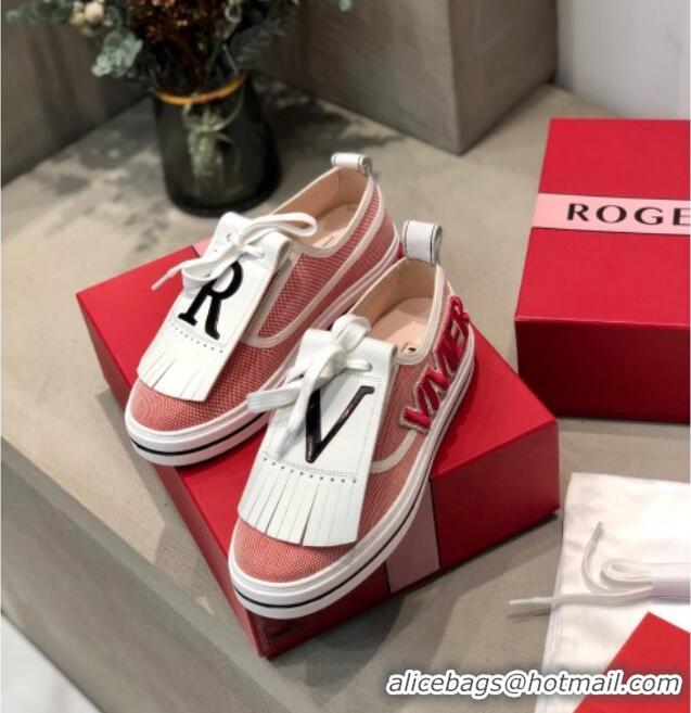 Best Price Roger Vivier Canvas Sneakers with Detachable Tassel Pink 111449