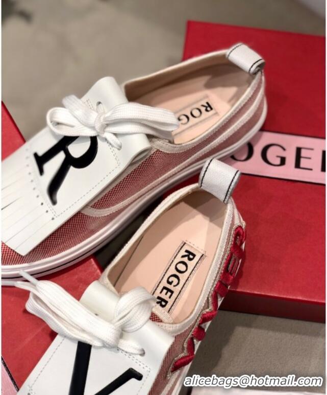 Best Price Roger Vivier Canvas Sneakers with Detachable Tassel Pink 111449