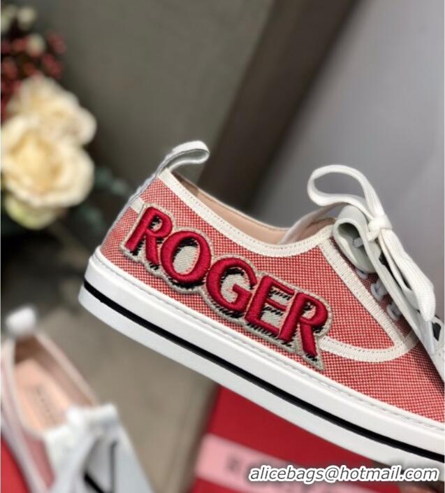 Best Price Roger Vivier Canvas Sneakers with Detachable Tassel Pink 111449