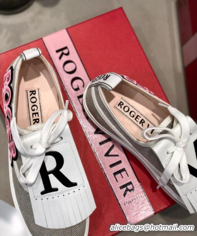 Perfect Roger Vivier Canvas Sneakers with Detachable Tassel Grey 111450