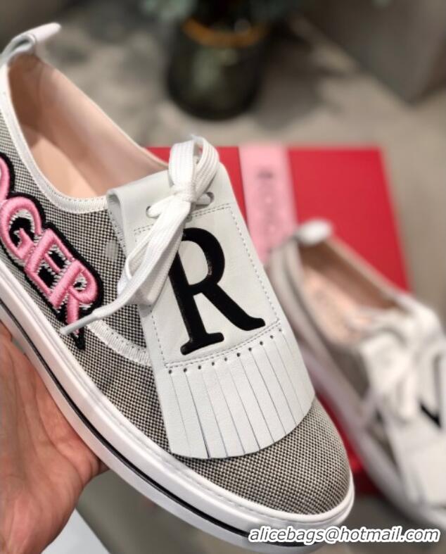 Perfect Roger Vivier Canvas Sneakers with Detachable Tassel Grey 111450