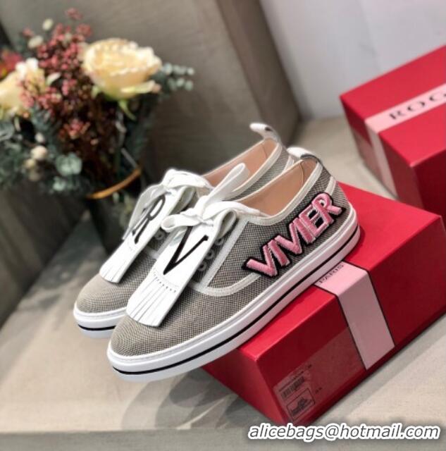 Perfect Roger Vivier Canvas Sneakers with Detachable Tassel Grey 111450