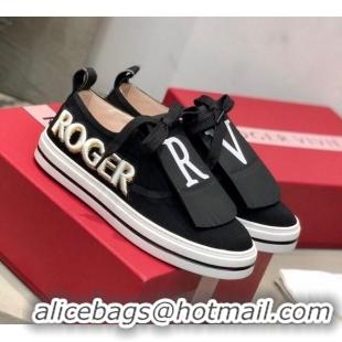 Good Product Roger Vivier Canvas Sneakers with Detachable Tassel Black 111451