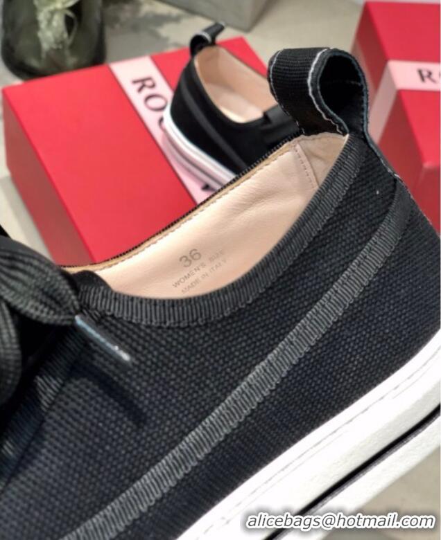 Good Product Roger Vivier Canvas Sneakers with Detachable Tassel Black 111451