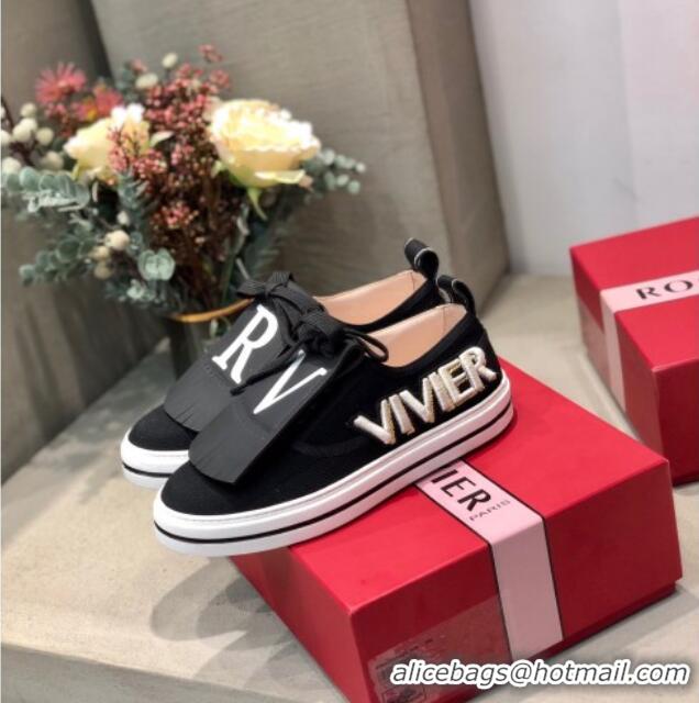 Good Product Roger Vivier Canvas Sneakers with Detachable Tassel Black 111451