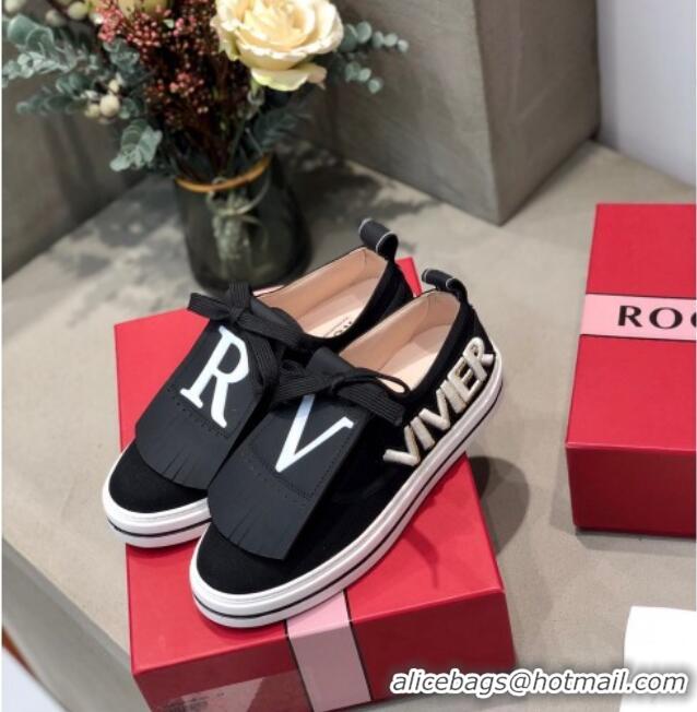 Good Product Roger Vivier Canvas Sneakers with Detachable Tassel Black 111451