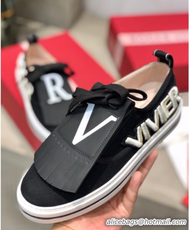 Good Product Roger Vivier Canvas Sneakers with Detachable Tassel Black 111451