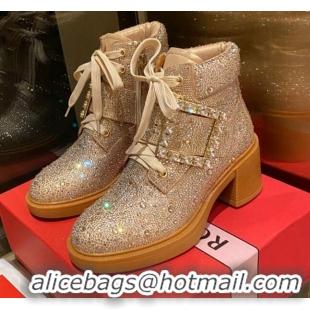 Top Quality Roger Vivier Crystal Allover Short Boots with Buckle Strap 120275