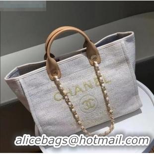 Buy Classic Chanel Deauville Large Shopping Bag A66941 White 2021 04