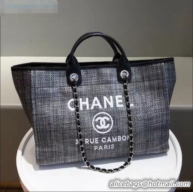 Famous Brand Chanel Deauville Large Shopping Bag A66941 Silver/Black 2021 05