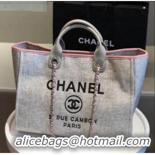 Buy Discount Chanel Deauville Large Shopping Bag A66941 Grey/Pink 2021 06