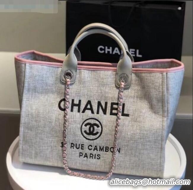 Buy Discount Chanel Deauville Large Shopping Bag A66941 Grey/Pink 2021 06