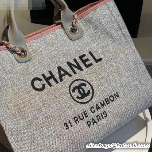 Buy Discount Chanel Deauville Large Shopping Bag A66941 Grey/Pink 2021 06