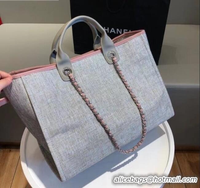 Buy Discount Chanel Deauville Large Shopping Bag A66941 Grey/Pink 2021 06