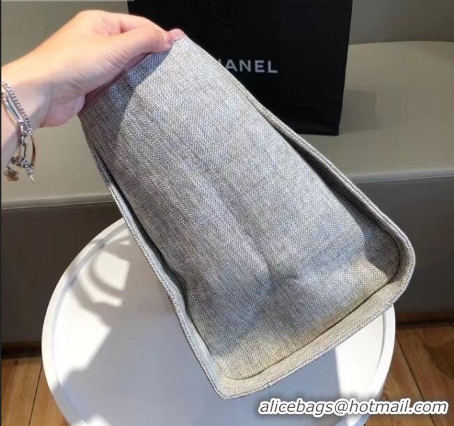 Buy Discount Chanel Deauville Large Shopping Bag A66941 Grey/Pink 2021 06