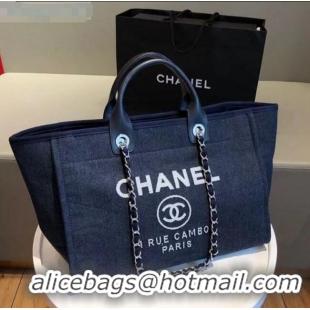 Top Quality Chanel Deauville Large Shopping Bag A66941 Navy Blue 2021 07