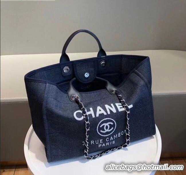 Top Quality Chanel Deauville Large Shopping Bag A66941 Navy Blue 2021 07