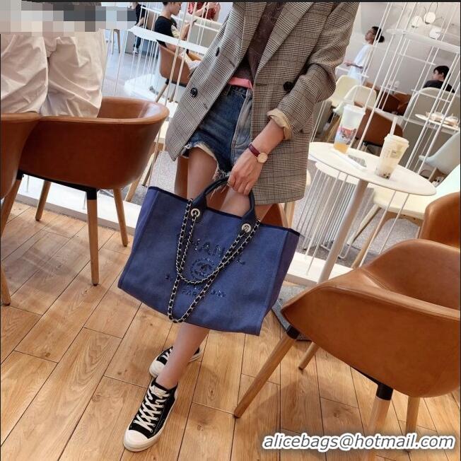 Top Quality Chanel Deauville Large Shopping Bag A66941 Navy Blue 2021 07