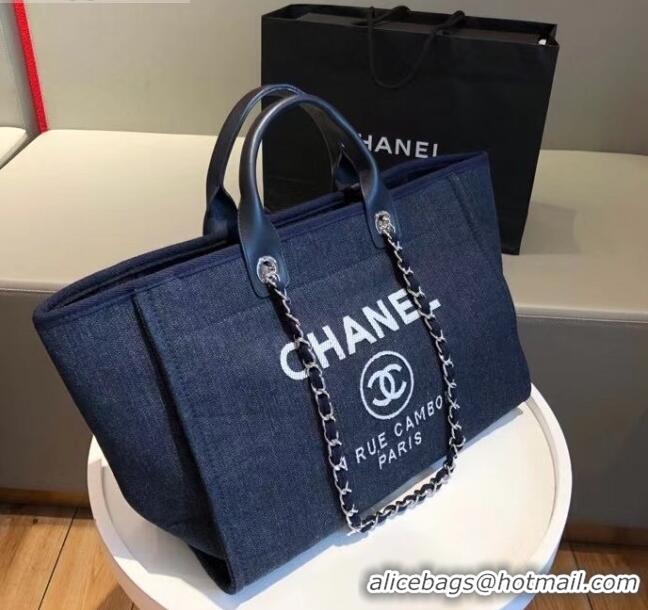 Top Quality Chanel Deauville Large Shopping Bag A66941 Navy Blue 2021 07