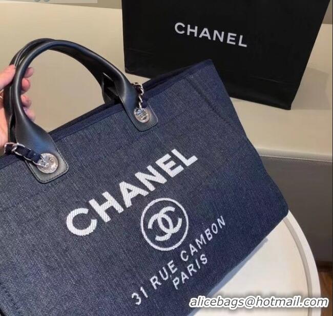 Top Quality Chanel Deauville Large Shopping Bag A66941 Navy Blue 2021 07