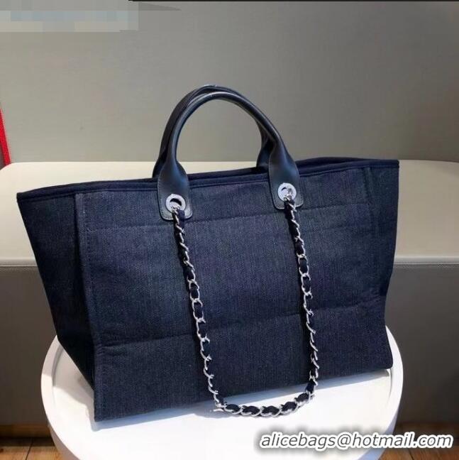 Top Quality Chanel Deauville Large Shopping Bag A66941 Navy Blue 2021 07