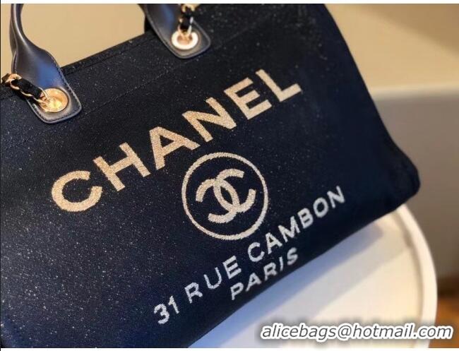 Free Shipping Chanel Deauville Shiny Denim Maxi Shopping Bag A93786 Blue 2021 09