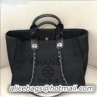 Low Price Chanel Deauville Large Shopping Bag A66941 Black 2021 12