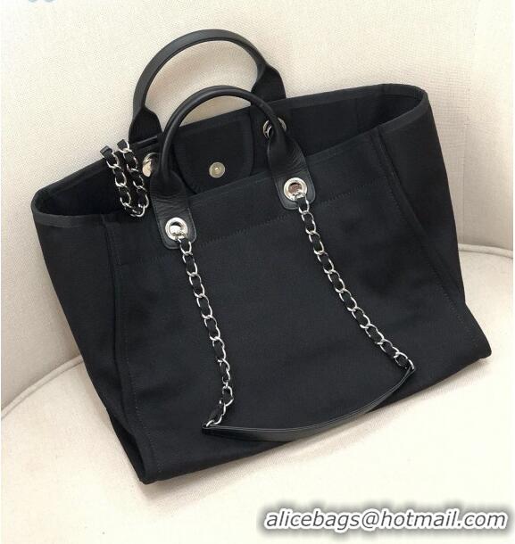 Low Price Chanel Deauville Large Shopping Bag A66941 Black 2021 12