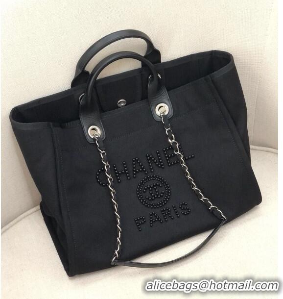 Low Price Chanel Deauville Large Shopping Bag A66941 Black 2021 12