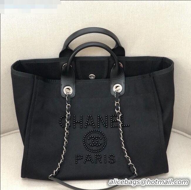 Low Price Chanel Deauville Large Shopping Bag A66941 Black 2021 12