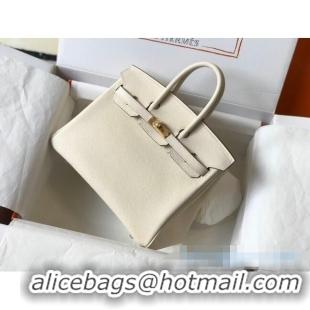 Well Crafted Hermes Birkin Bag 25cm in Epsom Leather Calfskin H025 White/Gold (Half Handmade)