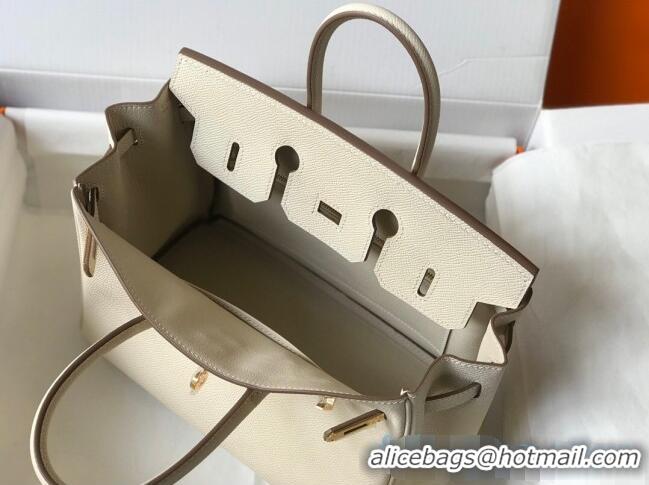 Well Crafted Hermes Birkin Bag 25cm in Epsom Leather Calfskin H025 White/Gold (Half Handmade)