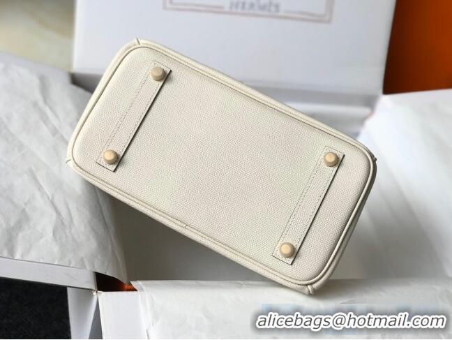 Well Crafted Hermes Birkin Bag 25cm in Epsom Leather Calfskin H025 White/Gold (Half Handmade)