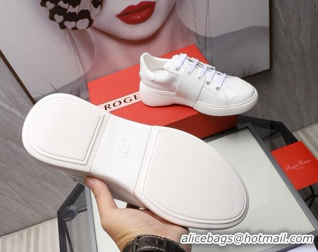 Shop Roger Vivier Crystal Buckle Sneakers White 121818