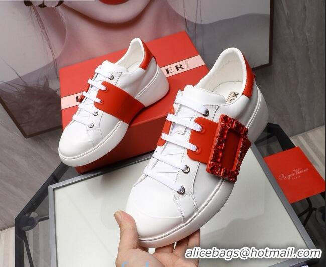 Perfect Roger Vivier Crystal Buckle Sneakers 121818 Red