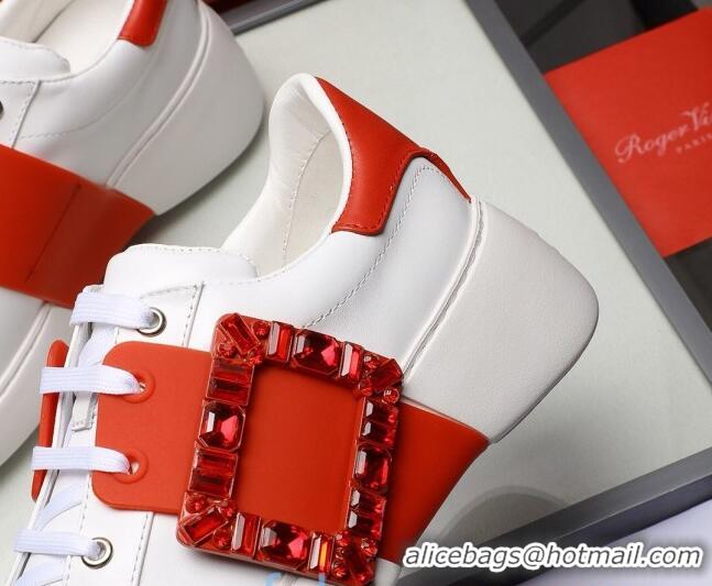 Perfect Roger Vivier Crystal Buckle Sneakers 121818 Red