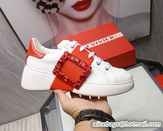 Perfect Roger Vivier Crystal Buckle Sneakers 121818 Red