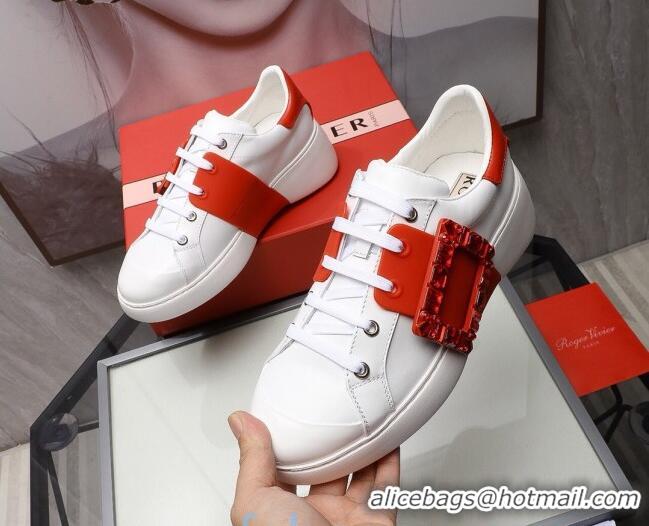 Perfect Roger Vivier Crystal Buckle Sneakers 121818 Red