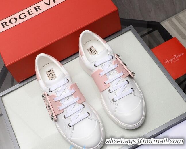 Good Quality Roger Vivier Crystal Buckle Sneakers 121818 Pink