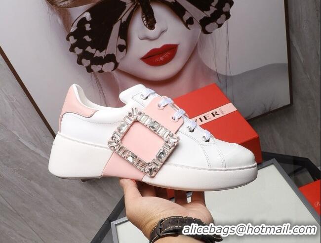 Good Quality Roger Vivier Crystal Buckle Sneakers 121818 Pink