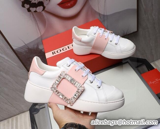 Good Quality Roger Vivier Crystal Buckle Sneakers 121818 Pink