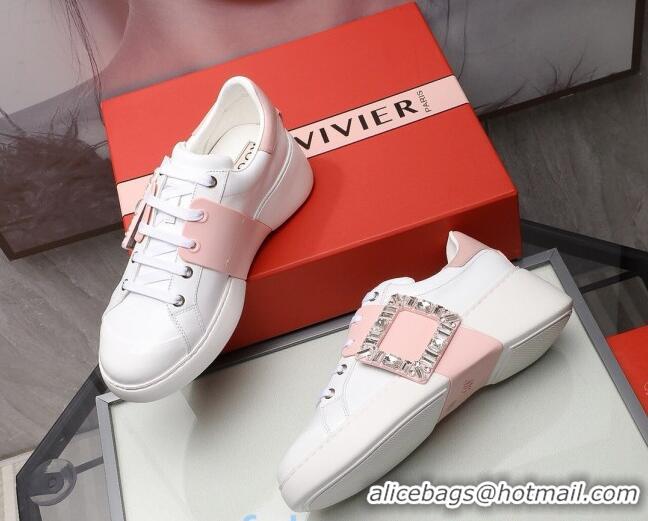 Good Quality Roger Vivier Crystal Buckle Sneakers 121818 Pink