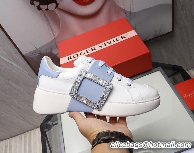 Best Product Roger Vivier Crystal Buckle Sneakers 121818 Blue