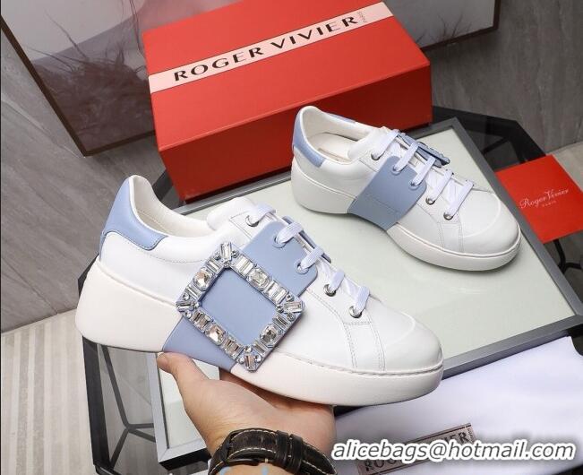 Best Product Roger Vivier Crystal Buckle Sneakers 121818 Blue