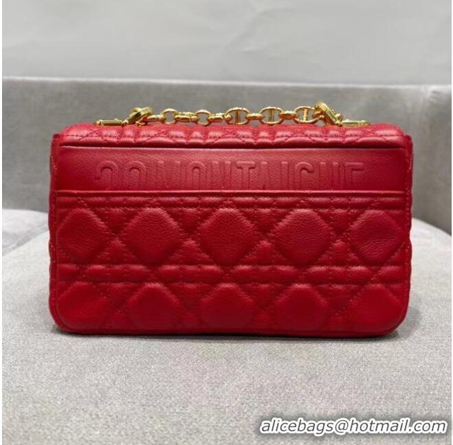 Pretty Style Dior SMALL DIOR CARO BAG red Soft Cannage Calfskin M9241